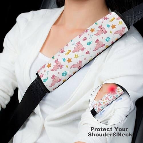 Universal Fit Seat Belt Cover for Adult Use, Stroller Pushchair High Chair, 2PCS White Axolotl Harness Pads Strap Shock Absorption - color: Pattern 437