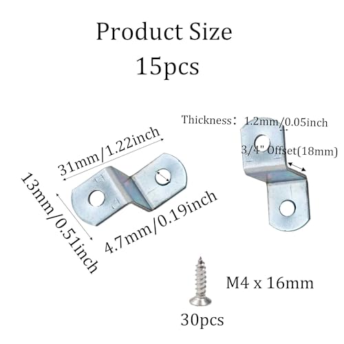 15PCS 3/4" Canvas Clips for Picture Framing, Offset Mounting Hardware with Screws for Art and Mirror Installation - size: 3/4"