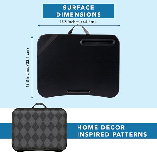 LAPGEAR Designer Lap Desk – Gray Argyle, 2-Pack with Storage Basket - color: Gray Argyle, size: 2-Pack Lap Desks + Basket