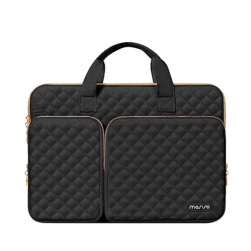 MOSISO 360 Protective Laptop Case 14 inch, 14 inch Laptop Sleeve | Compatible with HP Lenovo Dell ASUS Acer, HP Stream, Dell Latitude,Square Quilted Bag with 2 Pockets&Handle&Belt, Black - color: Black, size: 14 inch