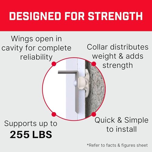 Bullfix Drywall Anchors and Screws Kit - Holds 255lbs - Starter 12 Pack | Heavy Duty Drywall Anchors for Shallow Hollow Cavity, Dry Wall Screws, 13/16" Drill Bit, Dry Wall Kit - size: 12 Pack