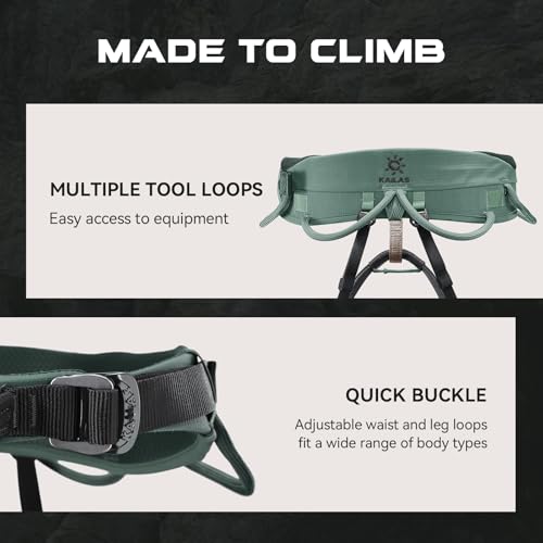 KAILAS Airo Rock Climbing Harness Men Roofing Harnesses Rescue Mountaineering Safety Belt Women Comfortable Lightweight - color: Sage Green, size: X-Small
