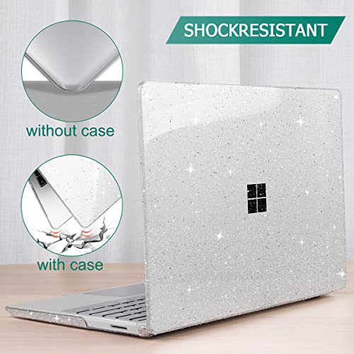 Mektron Glitter Microsoft Surface Laptop Go 2/1 Case 12.4 Inch Laptop Cover 2022-2020 Model 1943/2013 Plastic Hard Shell Case with Screen Protector + Keyboard Cover, Sparkle Crystal Clear - color: Sparkle Crystal Clear