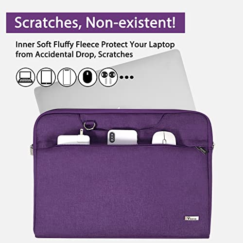 Voova Laptop Case 13 14 15 16 17 Inch with Shoulder Strap, Waterproof Laptop Bag Sleeve Slim Briefcase - color: Purple, size: 13-14 inch