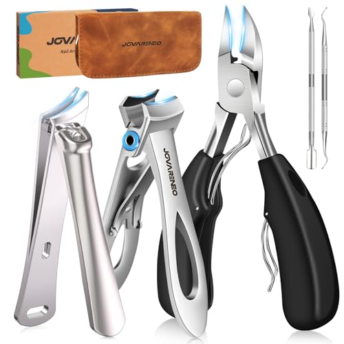 Nail Clippers for Seniors, Heavy Duty Ingrown Toenail Clippers with Long Handle， Wide Jaw Fingernail Clippers and Slanted Nail Cutter for Thick Nail for Men Women Pregnant Elderly 5Pcs - size: Wide Jaw 5pcs