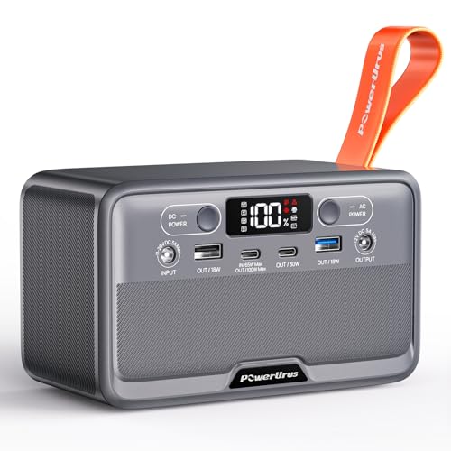 Portable Power Station, PowerUrus 28,000mAh Solar Power Bank, LiFePO4 Battery Backup with 100W/110V AC Outlet, DC & PD Fast Charging, Samll Generator for Dash Cam, Home, Camping, Office, TSA Approved