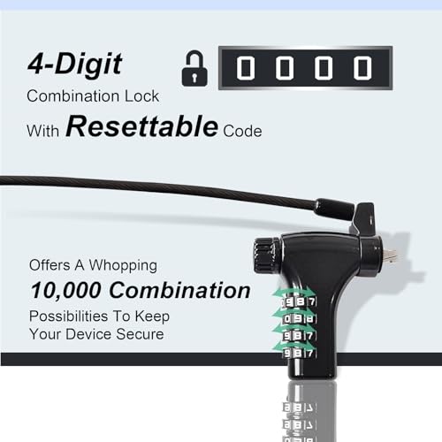 2 Pack Universal Laptop Combination Lock, 2M/6.6FT Laptop Locking Cable, 4-Digit Resettable Password Anti-Theft Heavy Duty Computer Lock, Security Locks for Laptops, Notebooks Weatherproof - color: password-2 pack black