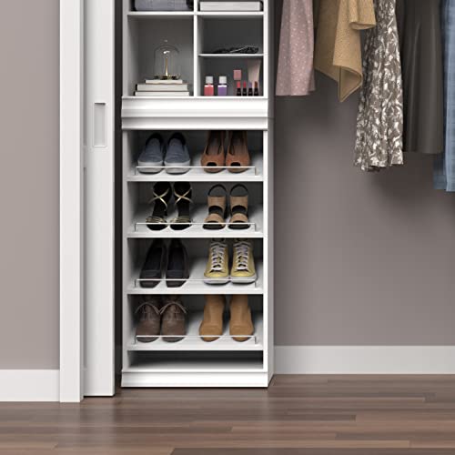 ClosetMaid Modular Storage Shelf Unit with Angled Shoe Shelves, White - color: White