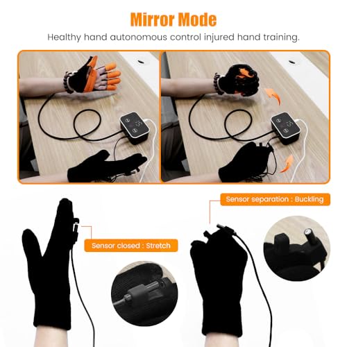 Rehabilitation Robot Gloves, Finger Exerciser for Stroke Recovery Hand Glove Equipment Hand Function Rehabilitation (Orange Left Hand XL) - size: Left Hand XL