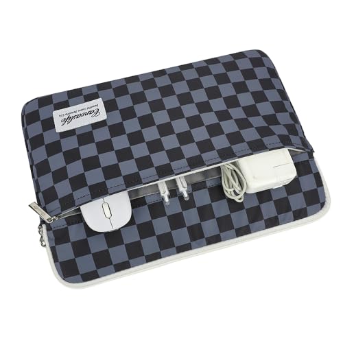 Canvaslife Black Checker Pattern Laptop Sleeve Case Cover with Pocket for MacBook Pro 14 inch and 14 inch-14.4 inch HP, Lenovo, Dell, ASUS, Acer Notebook Computer - color: Black Checker, size: 14 inch / 14.0 inch