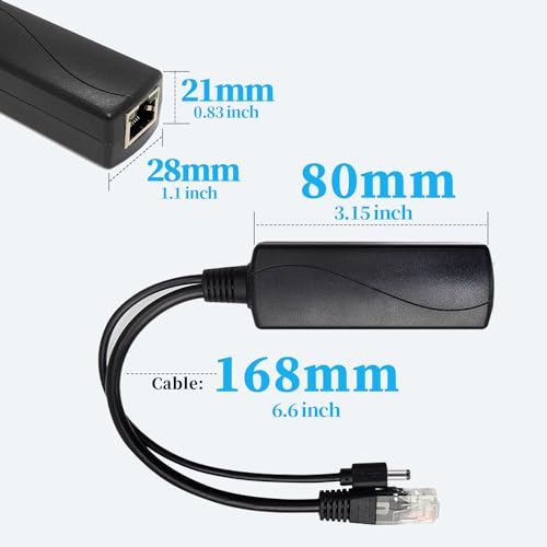 2.5G PoE Splitter 12V/2A, DC 5.5 * 2.1mm Plug, 48V PoE to DC 12V/2A 24W Output, 2.5Gbps Ethernet Comply IEEE802.3af/at, Plug and Play for IP Camera, Smart Home - style: PS5712TG-X DC 12V/2A