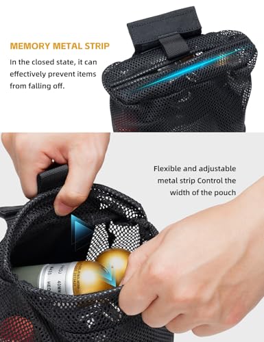IDOGEAR Tactical Dump Pouch with Adjustable Metal Strip Closure Foldable Mesh Pouches MOLLE Utility Bag Mag Recovery Holster Tactical Belt Vest Backpack Accessories - color: Black