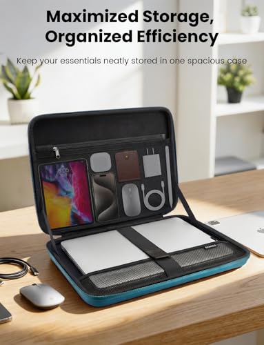 DOMISO Laptop Hard Case 15-16 inch Waterproof Shockproof Hard Shell Laptop Sleeve with Handle & Storage Pocket, Compatible with MacBook, HP, Dell, Teal - color: Teal, size: 15.6 inch