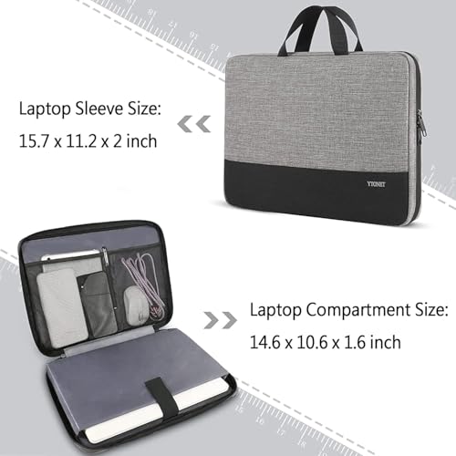 Ytonet 14 Inch Laptop Case, Water Resistant Laptop Sleeve Cover | Compatible with 14 inch MacBook Air, MacBook Pro, HP, Lenovo, Dell, Asus, Acer, and Chromebook Notebooks, Grey - color: Grey, size: 14 in