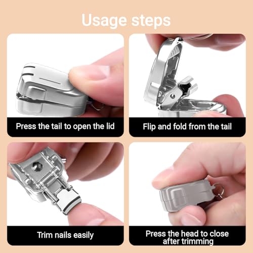 Folding Nail Clipper Mini Backpack Travel - 1 Pc Stainless Steel Keychain, Daily Carry Accessory