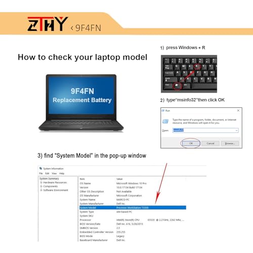 ZTHY 40Wh 9F4FN Laptop Battery Replacement for Dell Inspiron 14 3420 Series | Replacement for Latitude 7320 Detachable Series T04H T04H001 2VKW9 8PK6G 09F4FN 2ICP4/79/112 7.6V - size: 11.42*5.91*0.16 inch 9F4FN