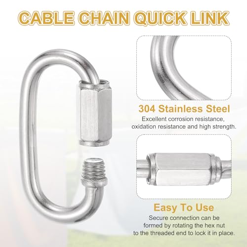 PATIKIL Security Cable Lock (1/8" Dia 1.6ft, Black) Vinyl Coated 304 Stainless Steel Double Loop Flexible Wire Rope Safety Cable with Quick Links Locking Connectors - color: Black, size: 1/8" x 1.6ft