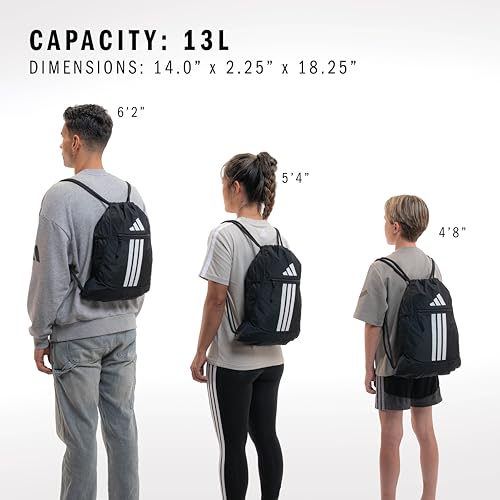 adidas Alliance Sackpack – Drawstring Backpack for Sports, Small Gym Bag, Black/3, OSFA - color: Black/3