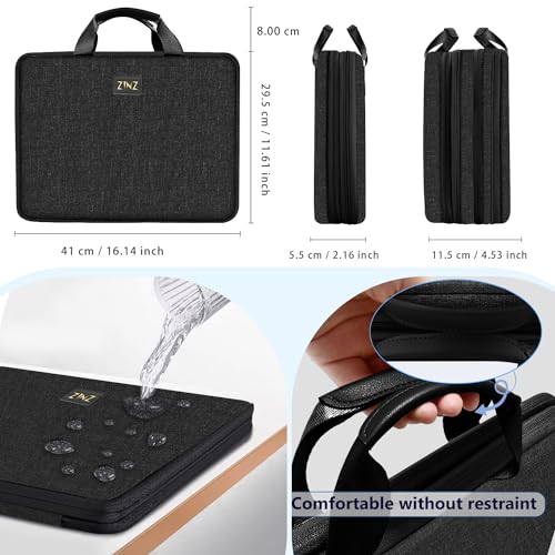 Laptop Case 15 15.6 16 inch Sleeve, Expandable Computer Hand Bag with Multi-pockets Compatible with MacBook Pro 16 inch M4/M3/M2/M1, MacBook Air/Pro 15 inch and 15-16 inch Notebooks，B04K01