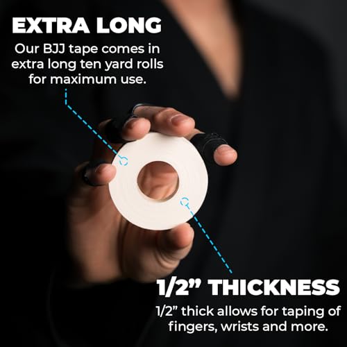 Gold BJJ Jiu Jitsu Tape - Strong Athletic Finger Tape, 1/2" x 30' - Protect Fingers and Toes in MMA, Judo, Wrestling, Martial Arts, Rock Climbing - color: Blue