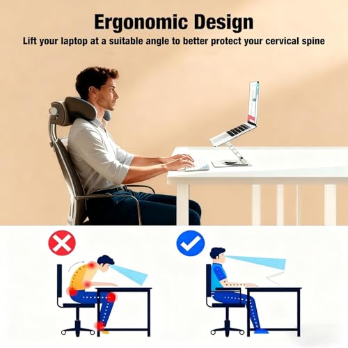 Laptop Stand, Laptop Stand for Desk with 360° Rotating Base - color: Silver