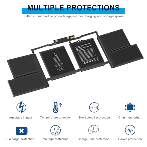 ASUNCELL A1707 A1820 Battery for MacBook Pro 15 inch 2016 2017 Touch Bar Version Model A1707 EMC 3162 3072 Identifier MacBookPro13,3 & MacBookPro14,3 - size: A1707 12.60 × 6.50 × 0.94 in