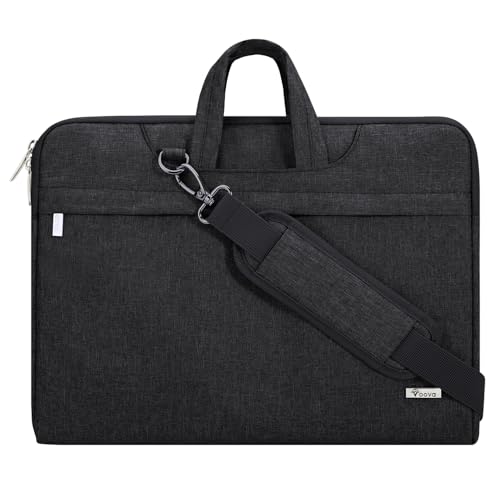 Voova Laptop Case 13 14 15 16 17 Inch with Shoulder Strap, Waterproof Laptop Bag Sleeve Slim Briefcase - color: Black, size: 15-16 inch