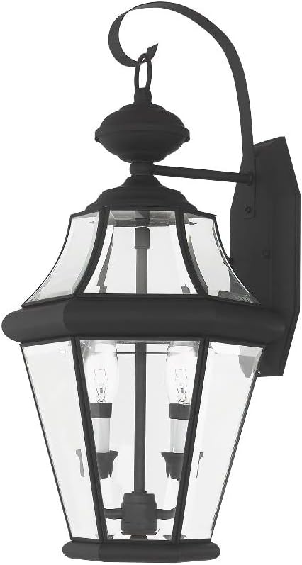 Livex Lighting 2261-91 Georgetown 2 Light Outdoor Wall Lantern, Brushed Nickel