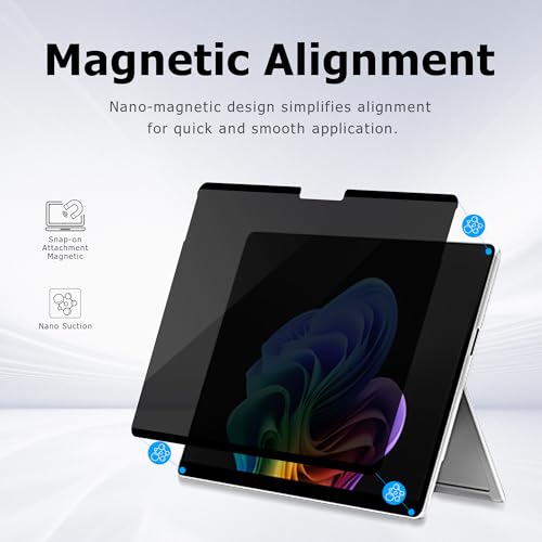 Megoo Privacy Screen Protector for Surface Go 4/3/2/1 10.5 Inch, Anti-Spy, Anti-Glare, Blue Light & UV Blocking, Magnetic Nano Technology, Removable Design - size: Go 4/3/2/1 10.5"