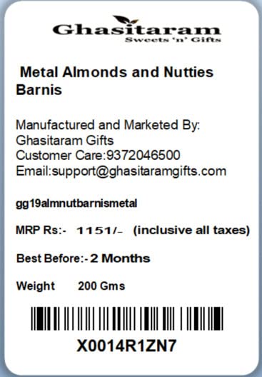 Ghasitaram Gifts Rakhi Gifts for Brothers Rakhi Chocolate Metal Almonds and Nutties Barnis with Pearl Rakhi