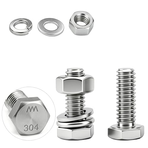 30 Sets 1/4-20 x 1 Bolt and Nut Set, Flat & Lock Washers Included, 120PCS | 304 Stainless Steel 1/4-20 Bolt, Precision Fasteners Mechanical Assembly Equipment Repair & DIY - size: 1/4-20x1" 30sets