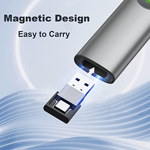 Rechargeable Green Laser Pointer for Presentation, Clicker for PowerPoint Presentations, USB-C/A Power Point Clicker, Wireless Presenter Remote for Computer/Mac/PPT/Google Slide Advancer - style: Metal 02 Green Laser
