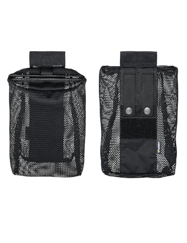 IDOGEAR Tactical Dump Pouch with Adjustable Metal Strip Closure Foldable Mesh Pouches MOLLE Utility Bag Mag Recovery Holster Tactical Belt Vest Backpack Accessories - color: Black