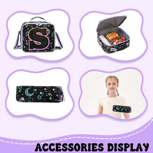 HTgroce Cute Rolling Backpack with Wheel,School Backpack for Kids Girl Roller Schoolbag Wheeled Backpacks Set Carry-on Luggage,Black S - color: Black, style: S