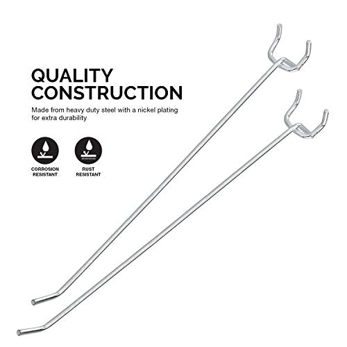 Neiko 53104A 8” Pegboard Hook Organizer Kit, 50 Pack, Hanging Hooks Set for Garage Organization, Great for Wall Hanging and Shelving, Tool Storage, Craft Organizing - size: 8" Pegboard Hooks