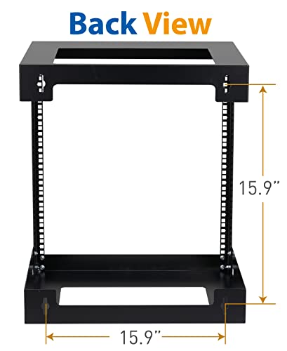 12U Wall Mount Rack Open Frame 19 Inch Server Equipment 2 Post Network Cabinet 18 inches Depth Black by Tedgetal - color: 12U
