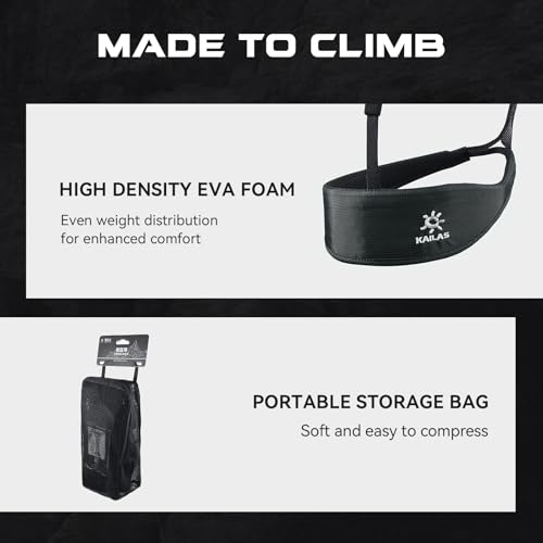 KAILAS Airo Rock Climbing Harness Men Roofing Harnesses Rescue Mountaineering Safety Belt Women Comfortable Lightweight - color: Black, size: Medium