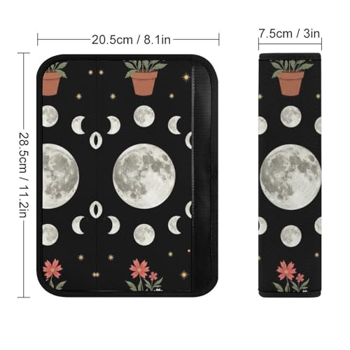 2 Piece Moon Phase Cycle Full Moon Plants Celestial Sun Car Seat Straps Shoulder Pads Universal Fit Automotive Seat Belt Protector for Kids, Car Seats Pushchair Strollers High Chair Pushchair - color: Pattern 993