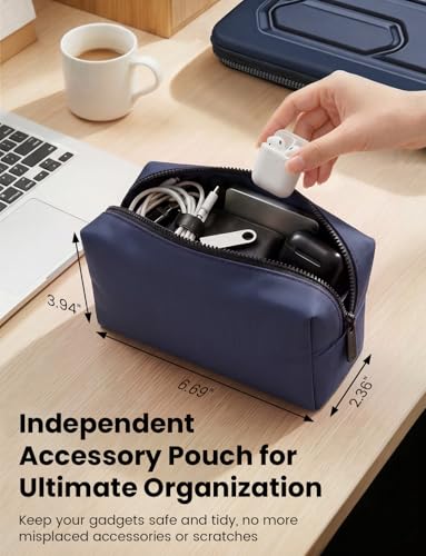 DOMISO Laptop Hard Case 15-16 inch Waterproof Shockproof Hard Shell Laptop Sleeve with Handle & Storage Pocket, Compatible with MacBook, HP, Dell, Dark Blue - color: Dark Blue, size: 15.6 inch