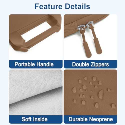 MOSISO Laptop Case 13.3 inch, 13-13.3 inch Laptop Sleeve Carry Computer Bag | Compatible with MacBook Air/Pro 13/Pro 14, HP Dell ASUS Lenovo, Neoprene Bag with Handle&Detachable Small Case, Mocha - color: Mocha, size: 13.3 inch