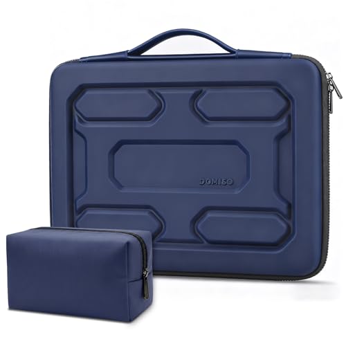 DOMISO Laptop Hard Case 15-16 inch Waterproof Shockproof Hard Shell Laptop Sleeve with Handle & Storage Pocket, Compatible with MacBook, HP, Dell, Dark Blue - color: Dark Blue, size: 15.6 inch
