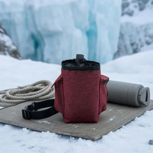 Climbing Chalk Pouch Convenient Chalk Bag with Drawstring Closure and Adjustable Belt for Suitable for Climbing Weightlifting Training - color: Wine