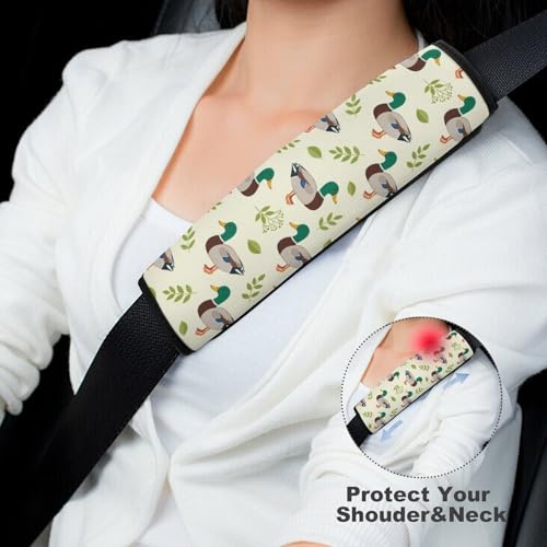 2 Pack Cute Mallard Duck Leaf Animal Print Car Seat Belt Pad Soft Padded Automotive Seat Belt Protector for Child, Stroller Pushchair High Chair, Shock Absorption - color: Pattern 988