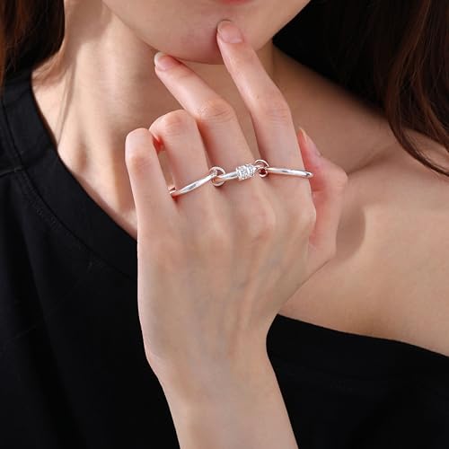 Gold Stackable Rings for Women Non Tarnish, Dainty 14K Gold/Silver Plated Cubic Zirconia Spinelli Ring Chunky Multi Rings Mixed Metals Ring Stack Set Non Tarnish Jewelry - color: Plain-Silver, size: 9