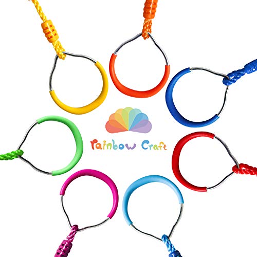 7-Pack Colorful Ninja Rings - Gymnastic Ring, Swing Bar Ring, Monkey Rings for Backyard Ninja Warrior Obstacle Slackline Kits - color: 7 Pack Ninja Acc