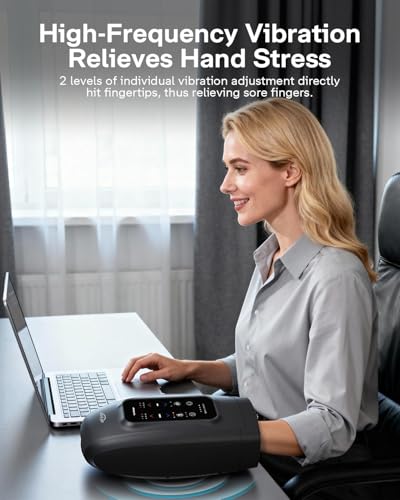 ALLJOY Hand Massager for Arthritis and Carpal Tunnel Relief, Touchscreen Cordless Hand Massager with Vibration and Heat, 6 Levels Pressure Point Therapy, FSA Eligible HSA, Gifts for Women Men