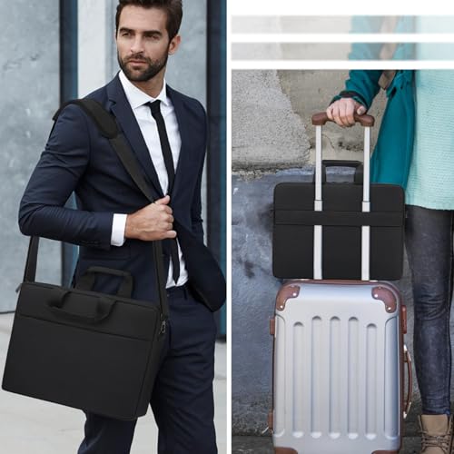 TECOOL Laptop Bag 15 15.6 16 Inch, Waterproof Laptop Carrying Case Sleeve | Messenger Bag Briefcase with Shoulder Strap for 15 15.6 16 Inch Lenovo HP Dell Acer ASUS Notebook, MacBook Pro 16,Black - color: Black, size: 15.6-16 Inch