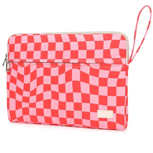 Pink Checkered Laptop Sleeve Case with Handle and Pockets for MacBook Pro 16 and 15 Inch,15.6 Inch Laptop - color: Pink Checkered, size: 15 inch-15.6 inch