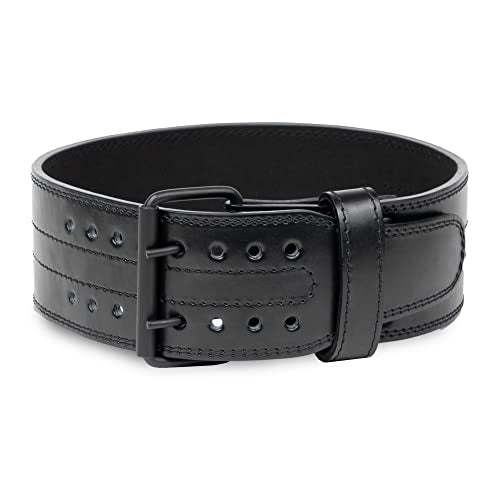 Gymreapers Weightlifting Belt 6MM Genuine Leather - Double Prong Power Belt Heavy Duty 4-Inch Wide - Strong, Stabilizing Back Support For Deadlifts, Squats Powerlifting - size: Large