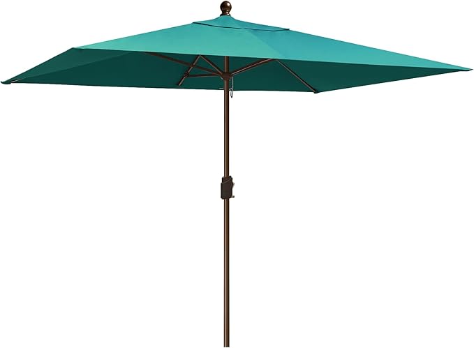 EliteShade USA 10-Year-Non-Fading 6.5x10Ft Rectangular Market Umbrella Patio Umbrella Outdoor Table Umbrella with Ventilation, Teal